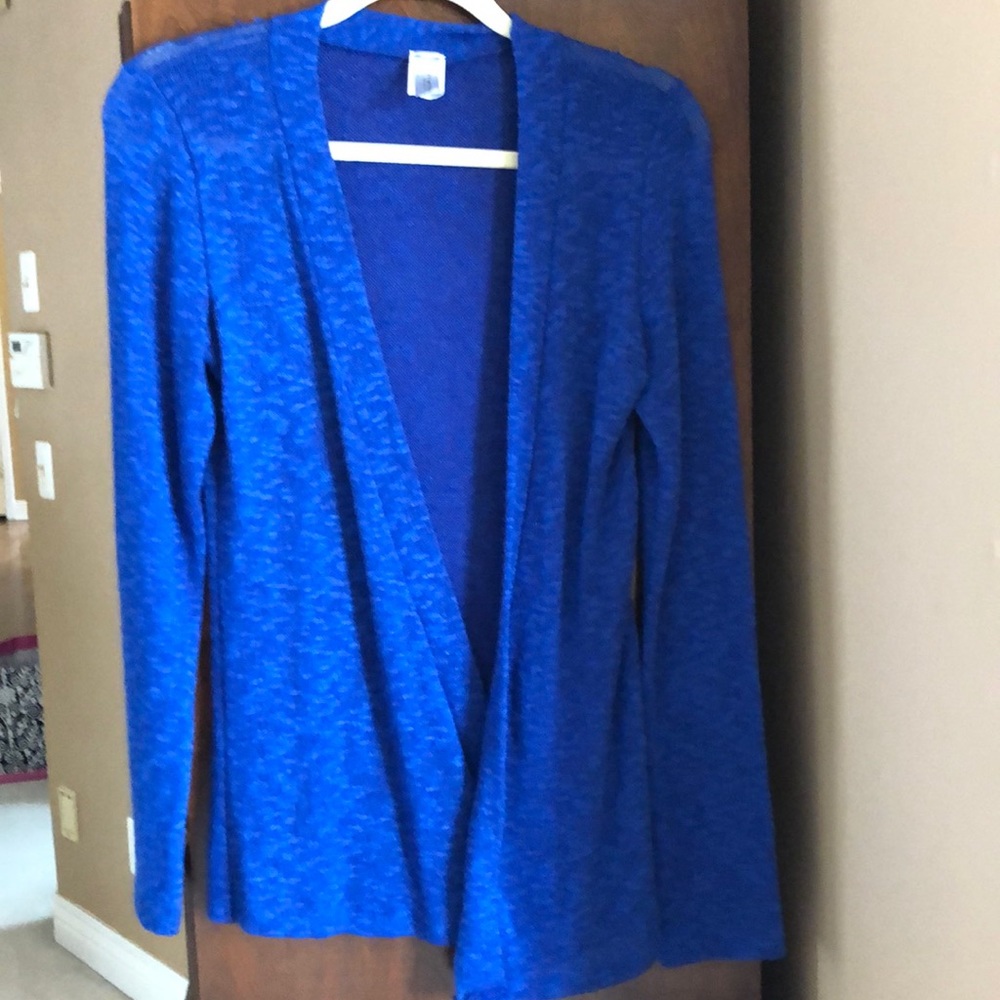 Long blue knit sweater